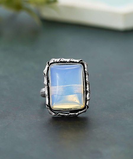 Arts Crystal Products Natural Labradorite Ring Set for Women,Vintage Joint Knuckle Stackable Rings Oval Gemstone Ring