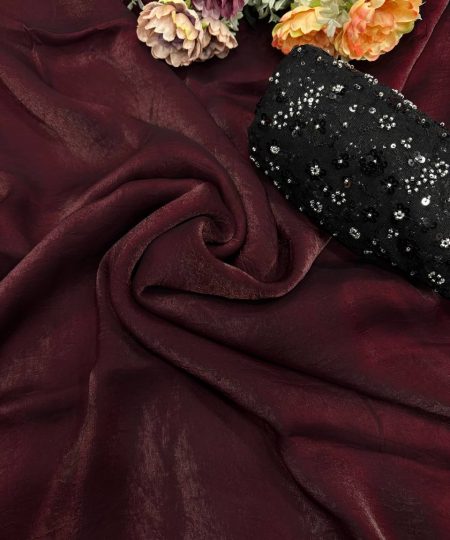 Women's Rich Wine Tissue Silk Saree with All-Over Sequin Embroidered Blouse Piece