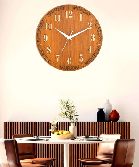 Wooden Silent Non-Ticking Wall Clock for Home Stylish Latest Designer Wall Clock for Home Living Room Bedroom Office Hall