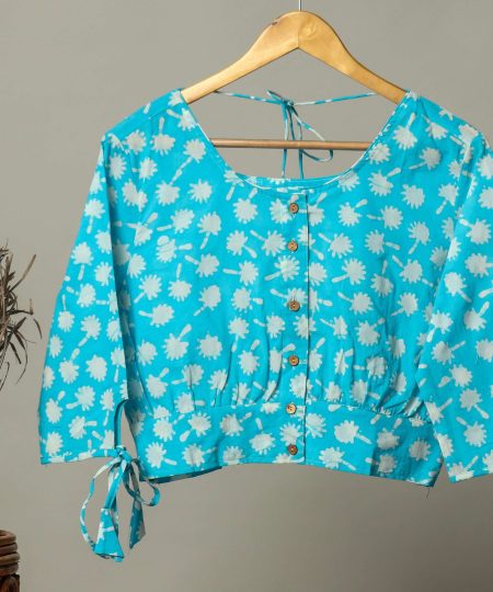 Handmade Block Print Cotton for Women ? Ethnic Floral Printed Top with Long Sleeves