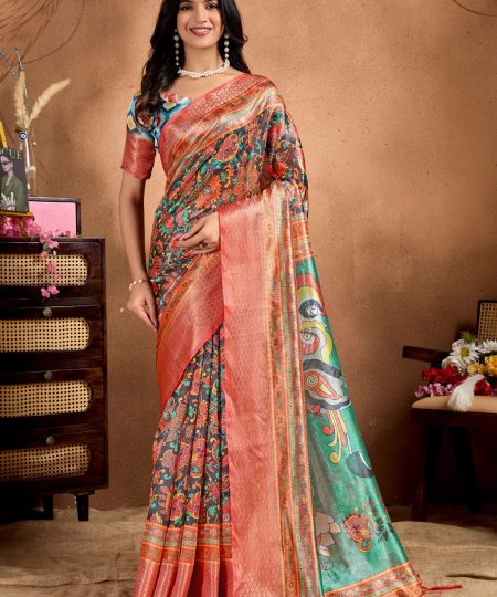 Artistic Digital Printed Soft Silk Blend Saree